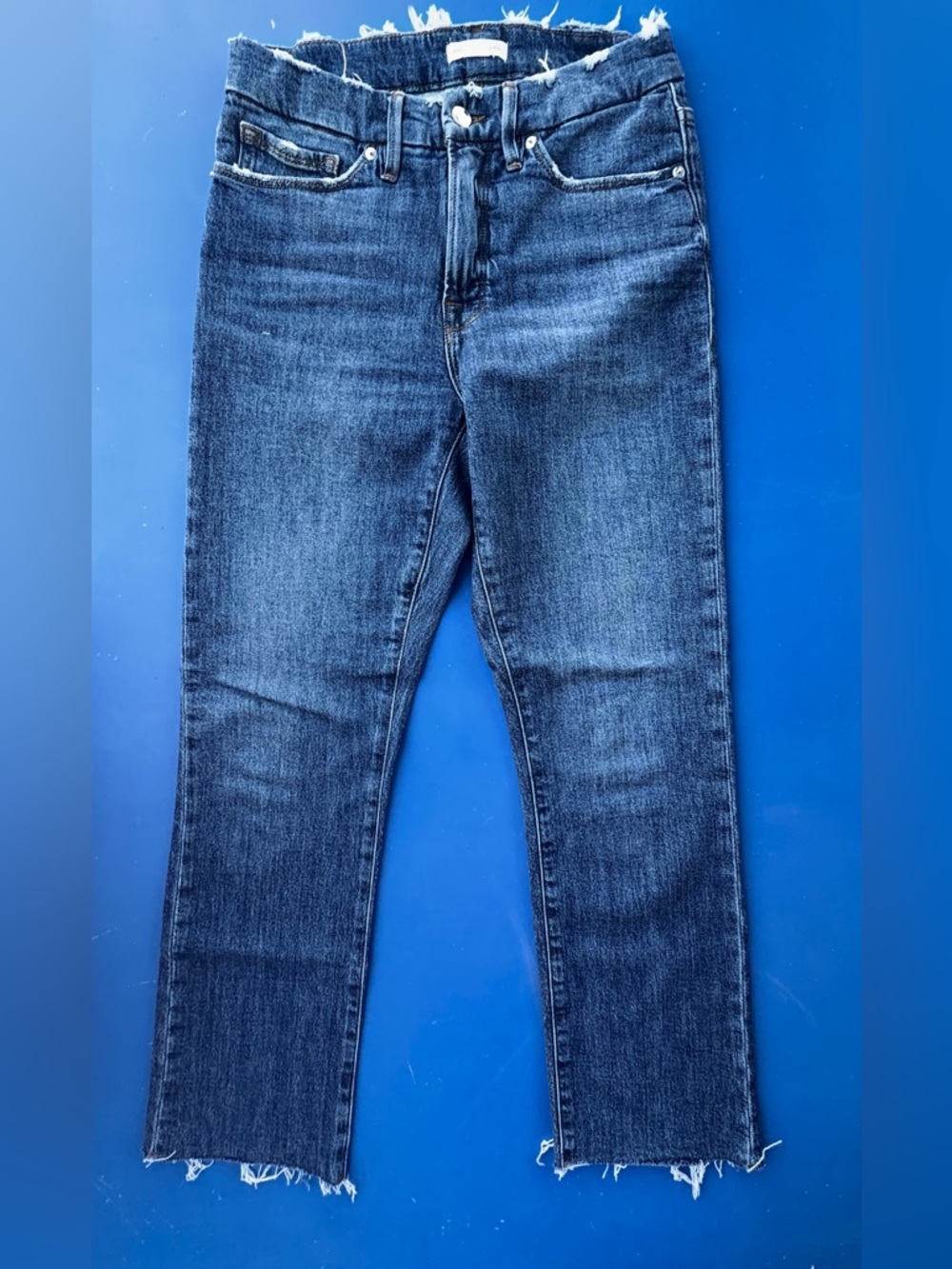 Good American Dark Blue Straight Leg Jeans